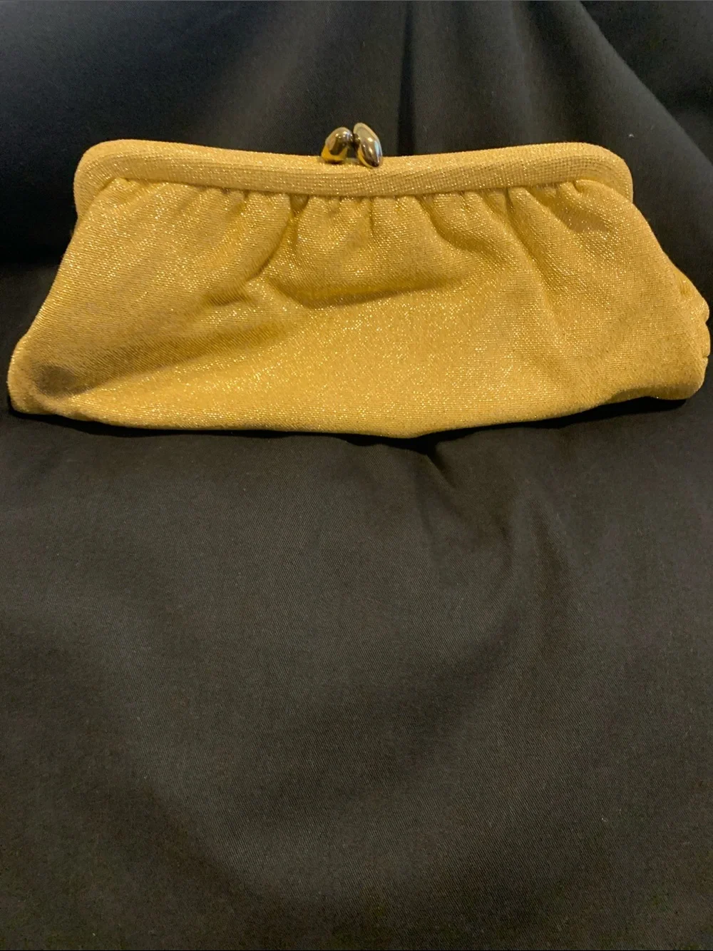 Vintage Gold Glitter Evening Gloves with Matching Clutch